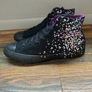 Converse All Stars - Black Paint Splatter High Top Oxford Shoe - Size 6
